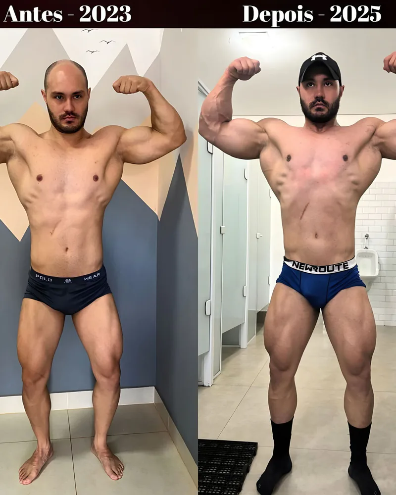 Antes e depois de atleta do time, de 2023 a 2025