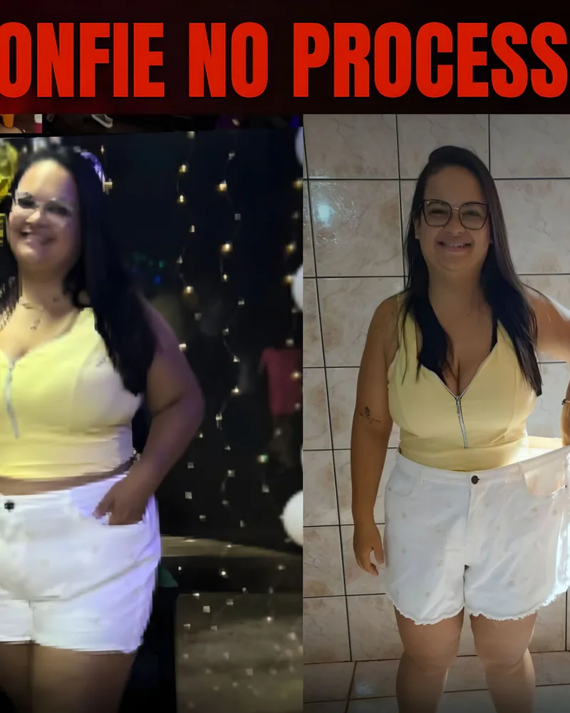 Antes e depois de aluna com 20 kg a menos