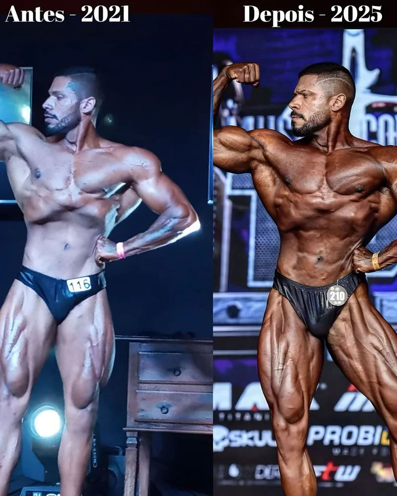 Antes e depois de atleta do time, de 2021 a 2025